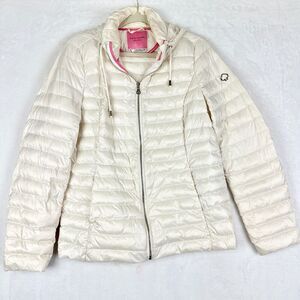 Kate Spade Packable Down Jacket Size Large Hooded Full Zip Lightweight Puffer